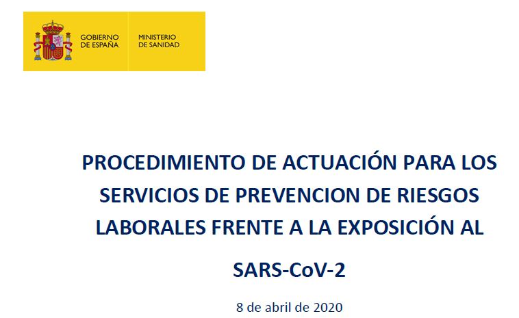 Procedimiento de actuación para los SPRL frente a la exposición al SARS-CoV-2